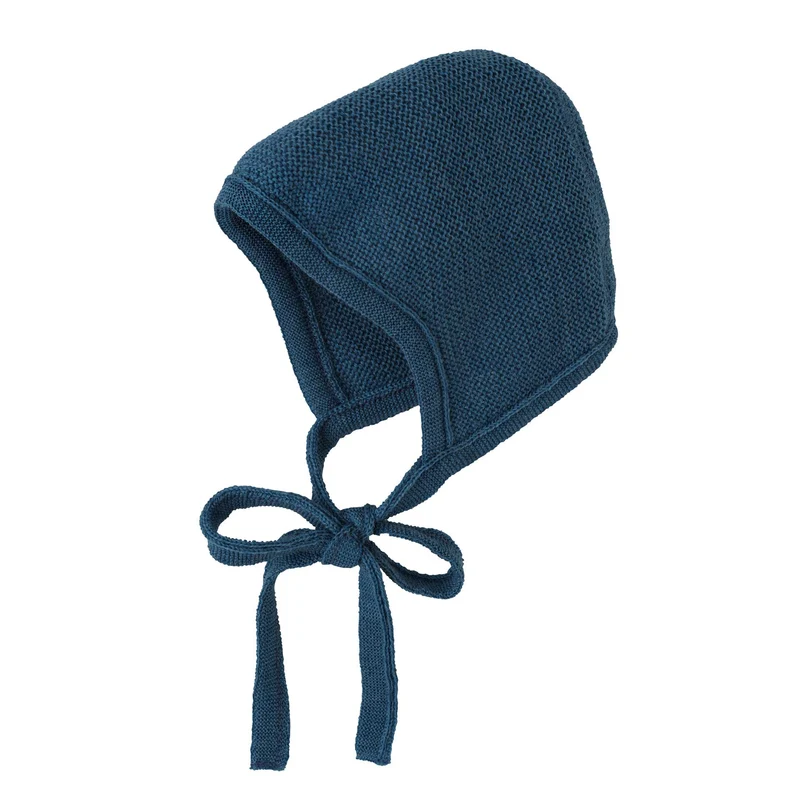 Disana Gestrickte Babymütze aus Merinowolle – Taubenblau