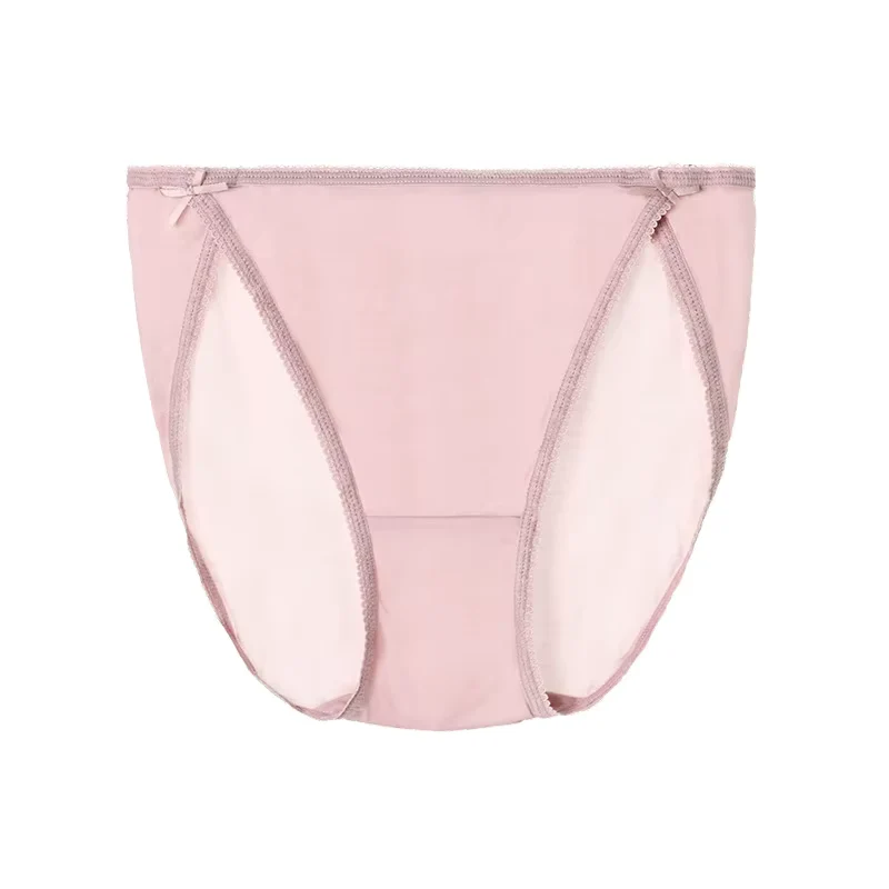 Rosa, einfarbiger, sexy und bequemer Seidenslip, nahtloser Seidenpanty