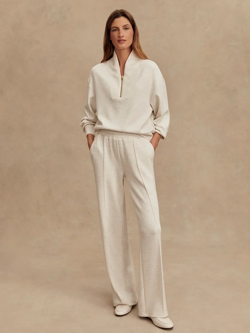 Wide Leg Pant 28" Ivory Marl