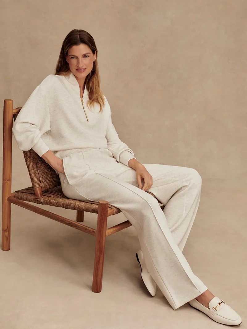 Wide Leg Pant 28" Ivory Marl