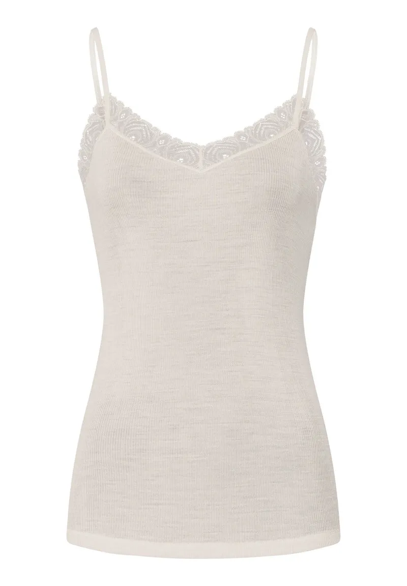 Woolen Lace Spaghetti Top | misty white 070827-072123