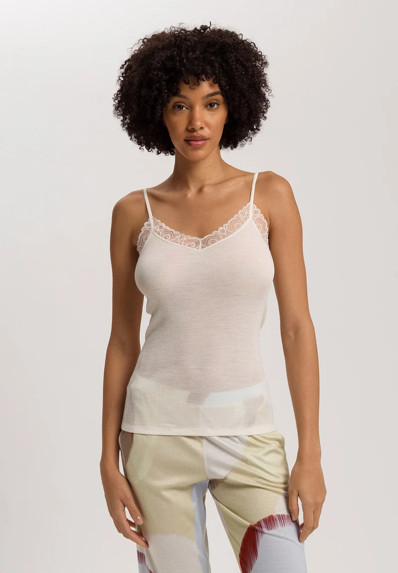 Woolen Lace Spaghetti Top | misty white 070827-072123