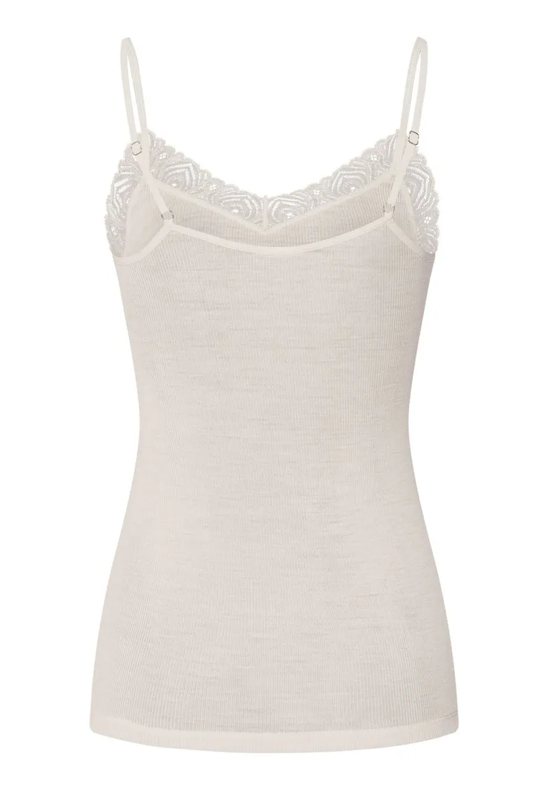 Woolen Lace Spaghetti Top | misty white 070827-072123