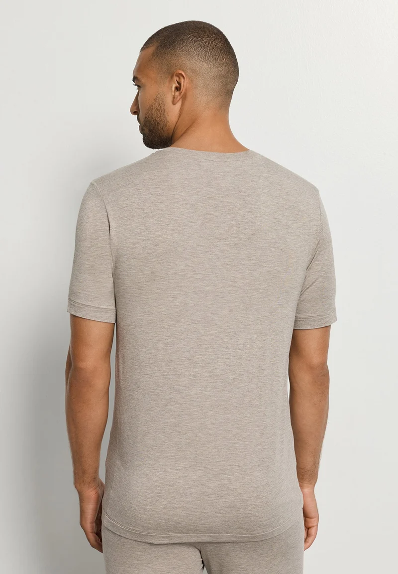 Casuals S/SLV Shirt V-Neck | hazelnut melange 075035-073115
