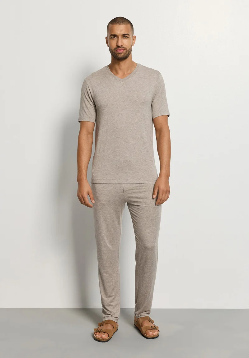 Casuals S/SLV Shirt V-Neck | hazelnut melange 075035-073115