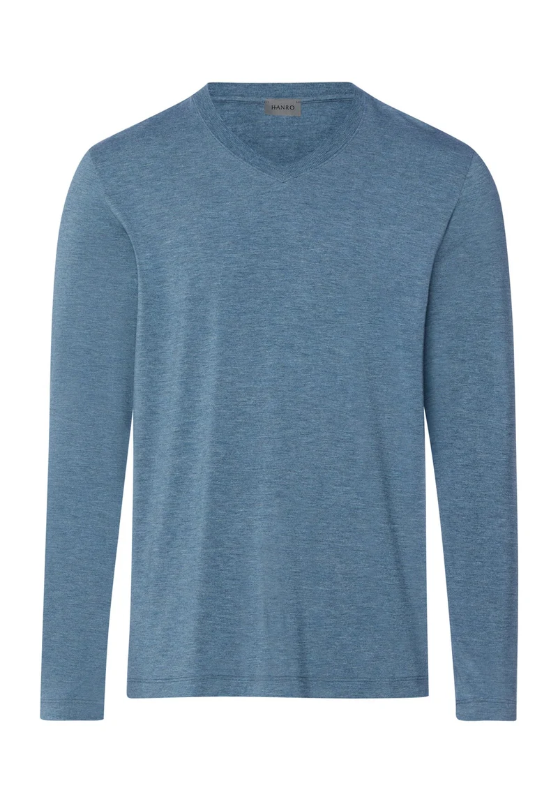Casuals L/SLV Shirt V-Neck | retro blue melange 075036-073082