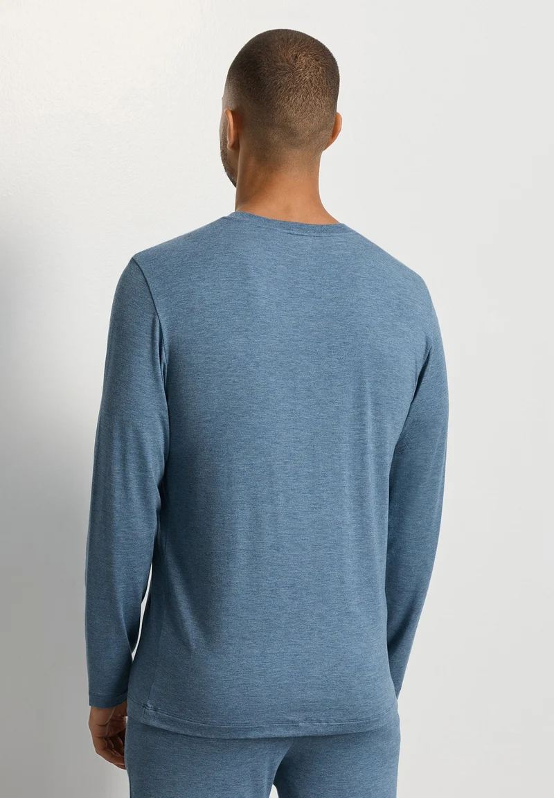 Casuals L/SLV Shirt V-Neck | retro blue melange 075036-073082