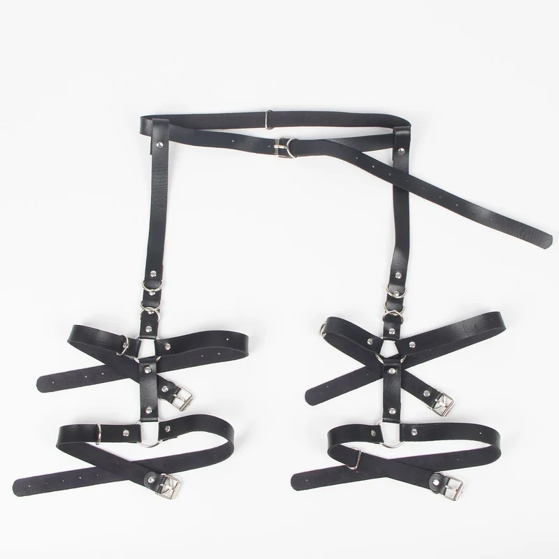 Anne Wünsche – "Night Vibes" Leg-Harness aus schwarzem PU-Leder