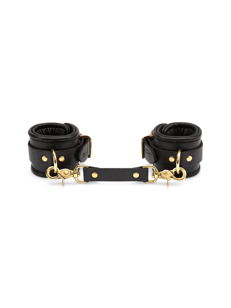 Coco de Mer Black Leather Wrist Cuffs