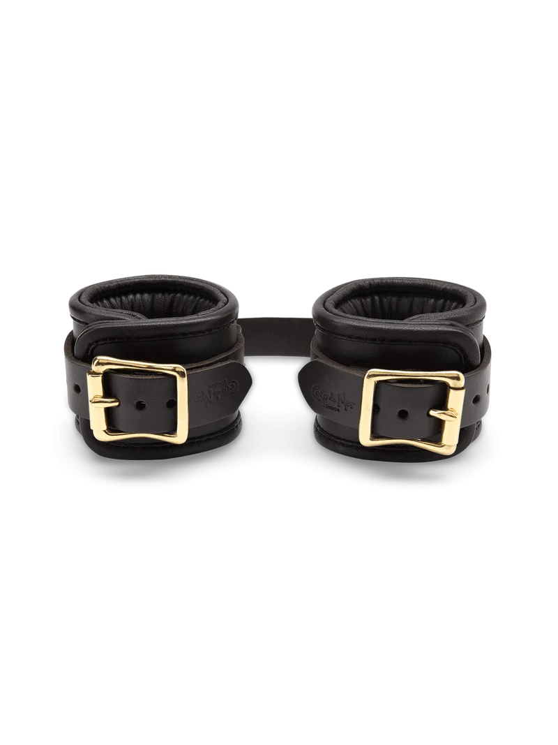 Coco de Mer Black Leather Wrist Cuffs