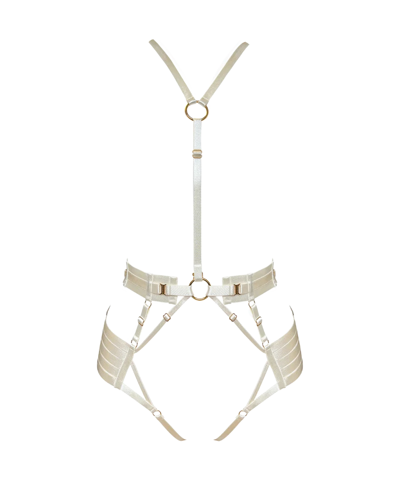 Bordelle Signature Strap Body Harness in Ivory