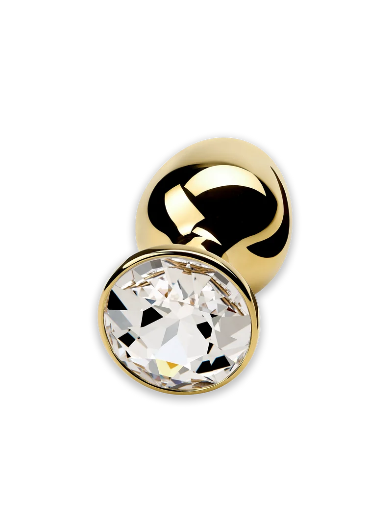 Julian Snelling Medium Gold Plated Stainless Steel Butt Plug with Crystal