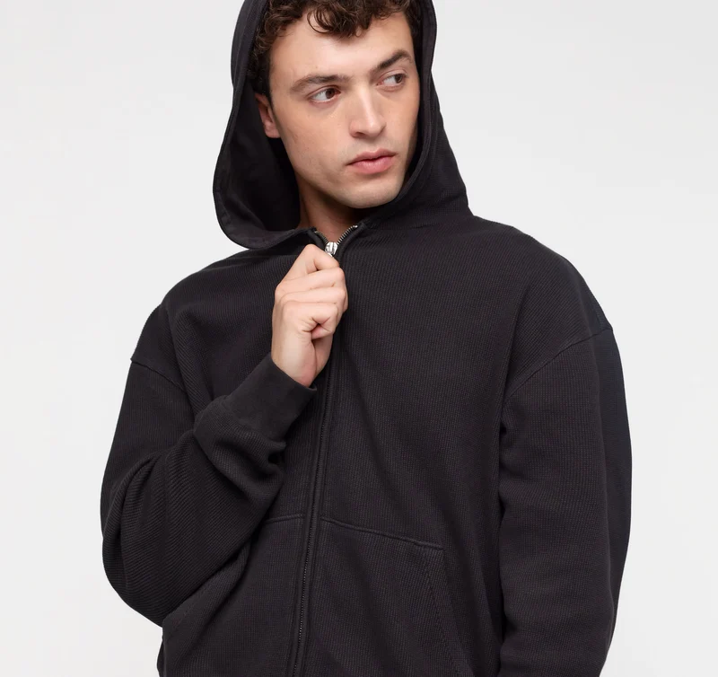 Waffle Zip Hoodie