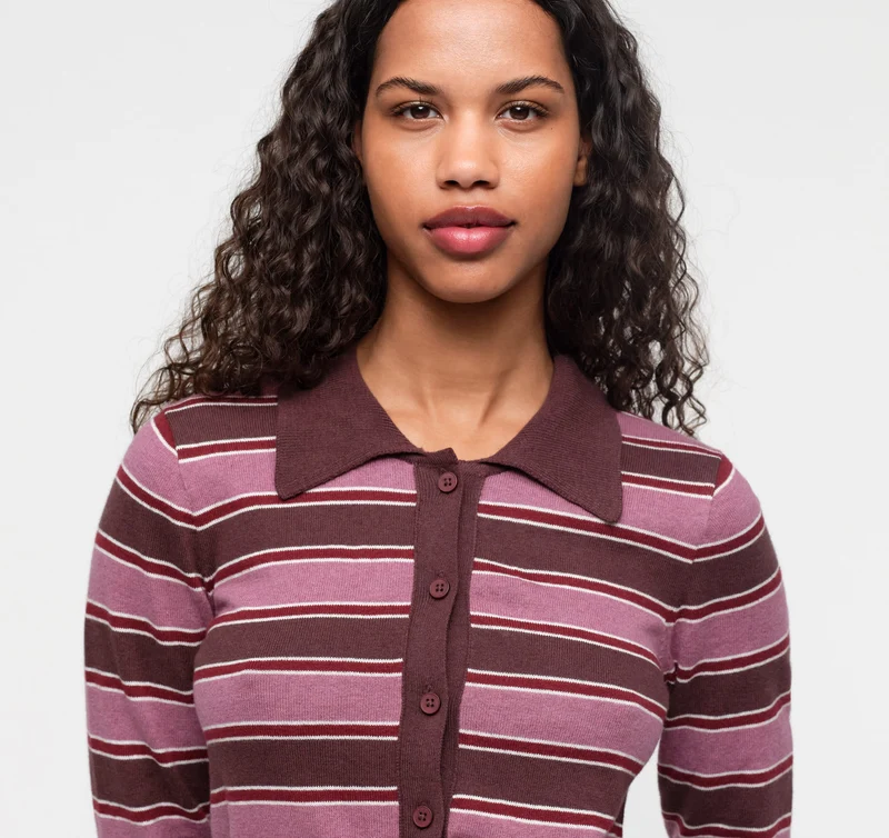 True Knit Fluffy Polo Cardigan