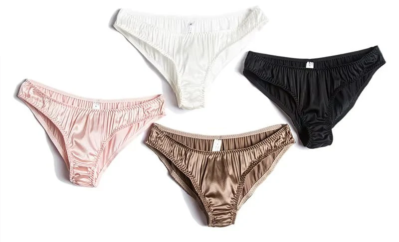 Weißer Seiden-Tanga mit niedrigem Bund, sexy Unterwäsche