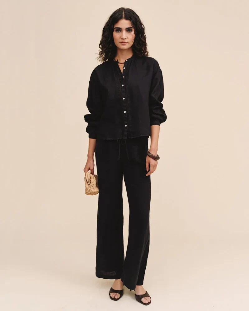 Mandarin Collar Shirt Black