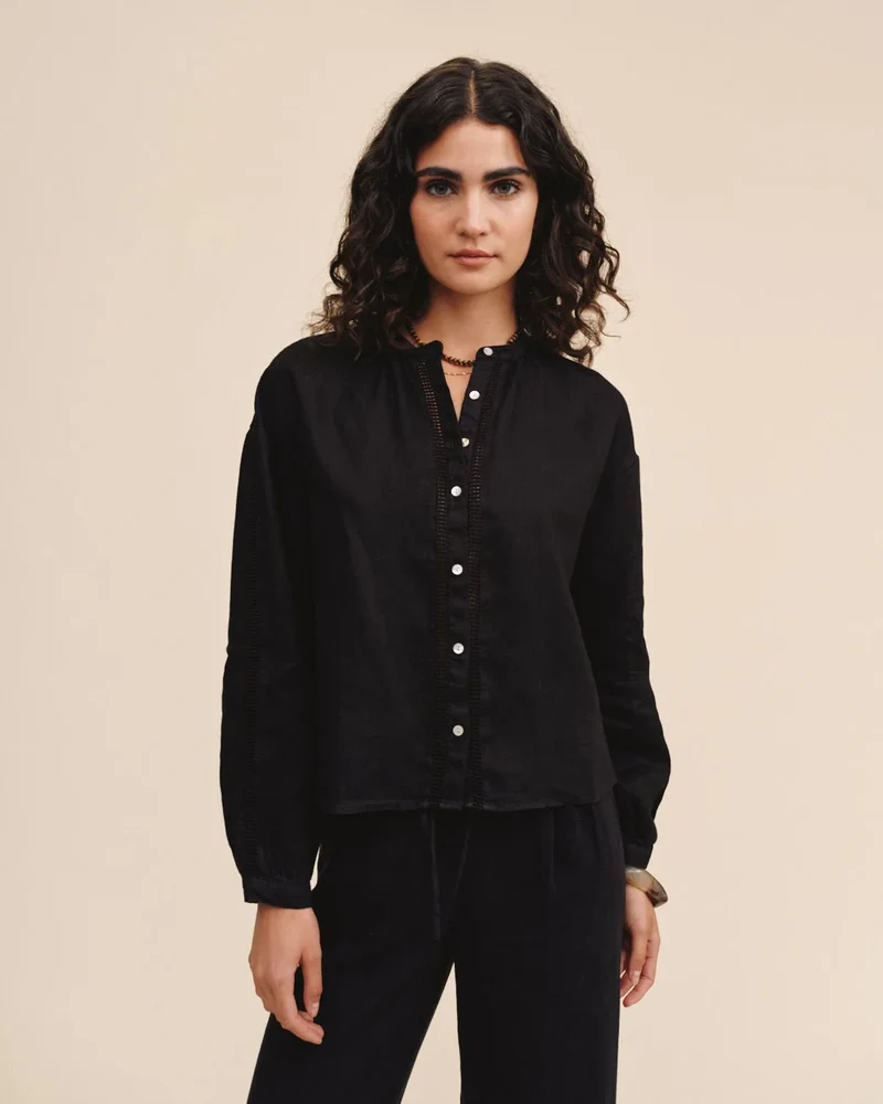 Mandarin Collar Shirt Black