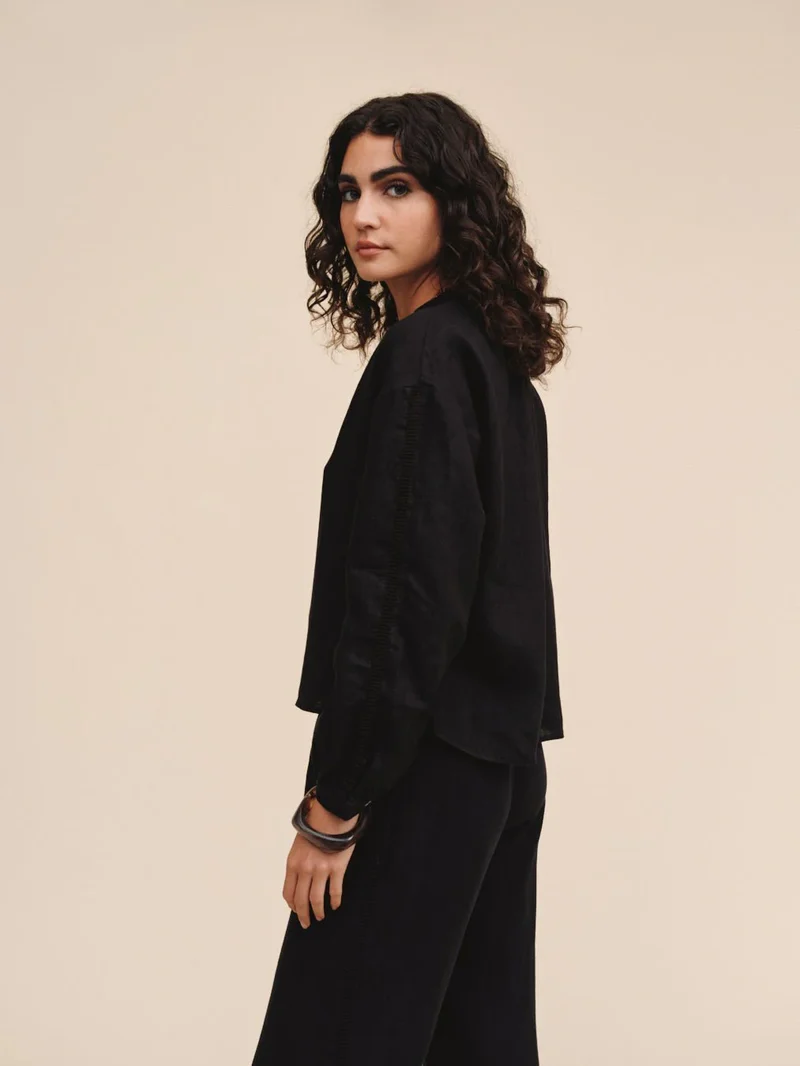 Mandarin Collar Shirt Black