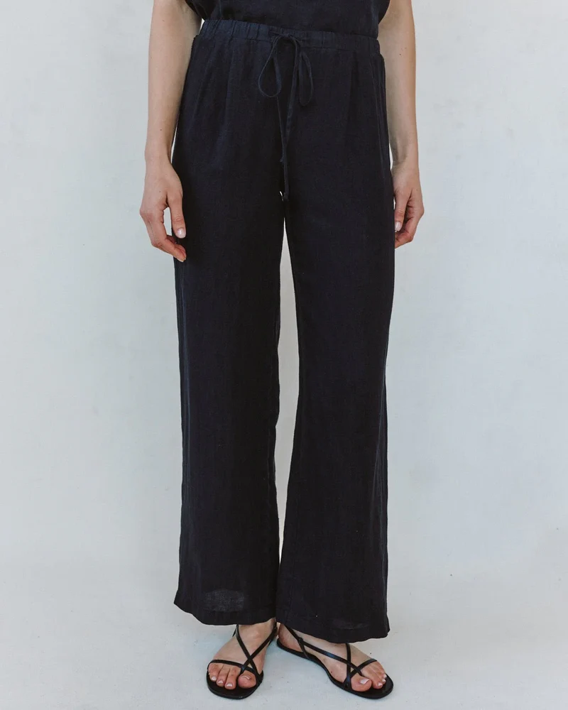 Linen Beach Pants Black
