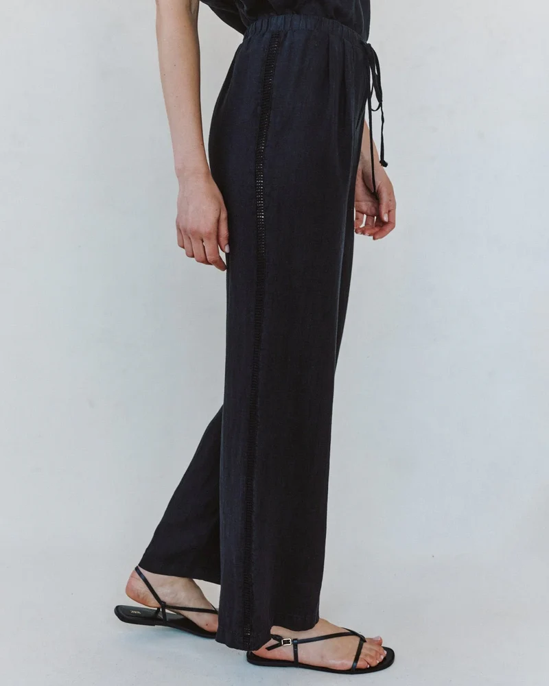 Linen Beach Pants Black
