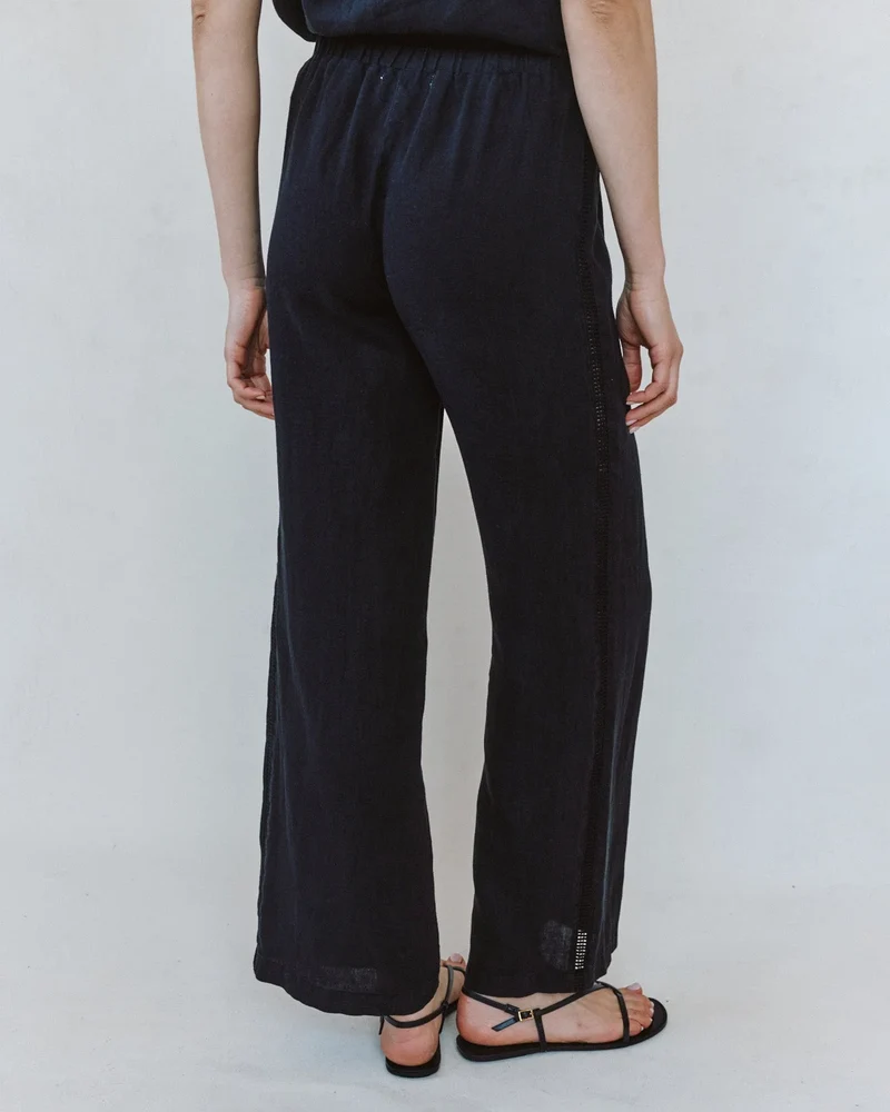 Linen Beach Pants Black