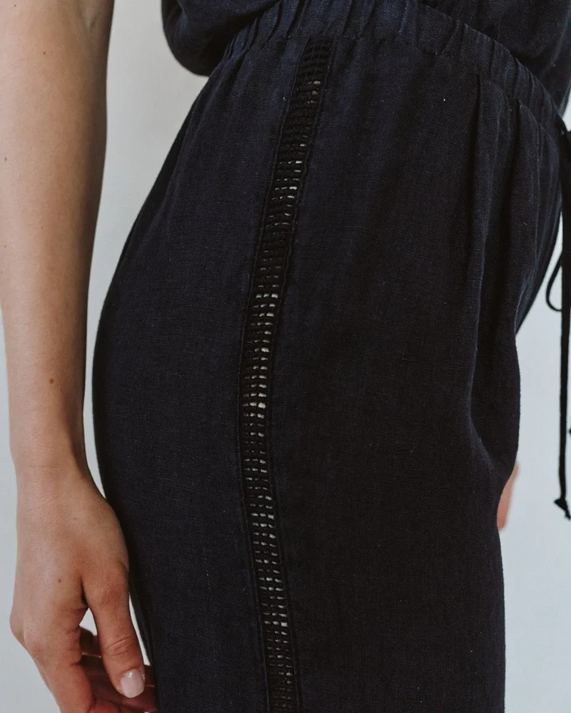Linen Beach Pants Black