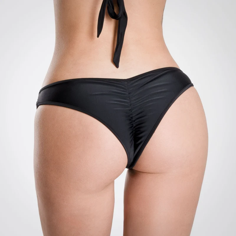 Shine in Black - Bikini Scrunch Brazilian Tanga - schwarz