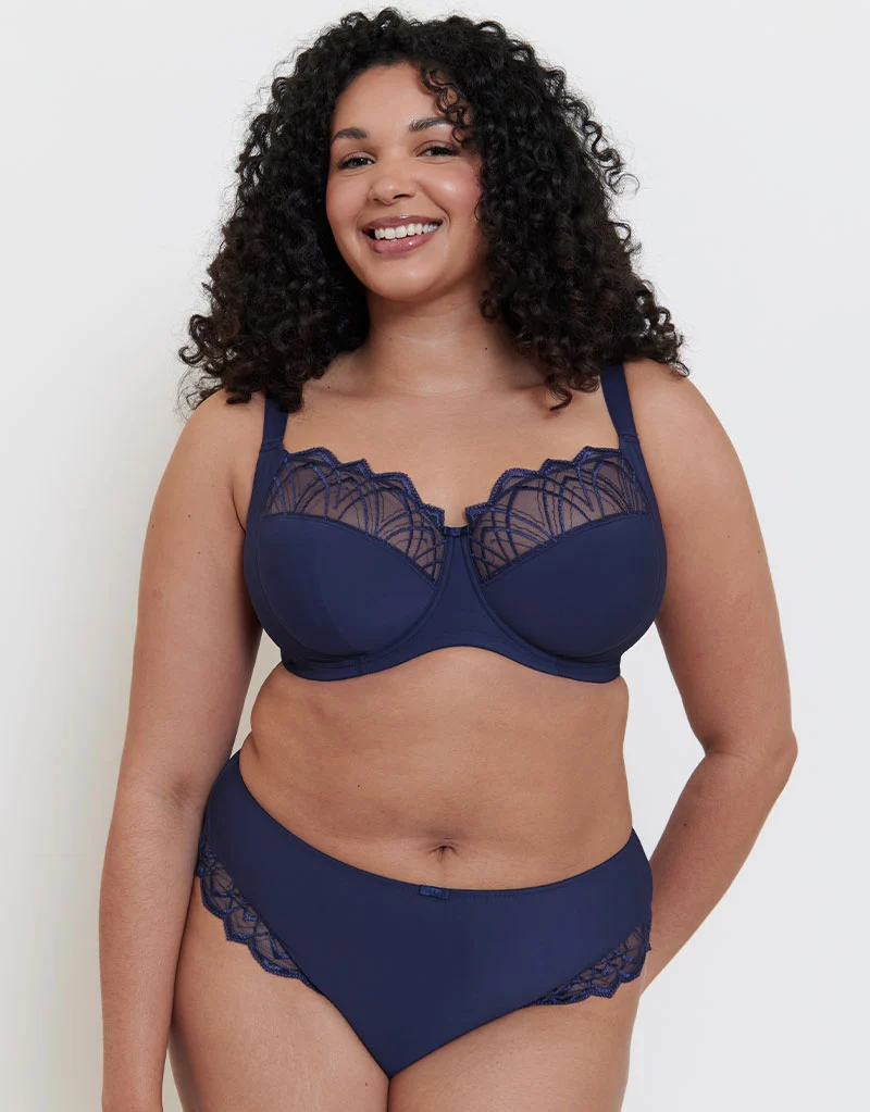 Flirtelle Emilie Deco Full Cup Side Support Bra Navy Blue