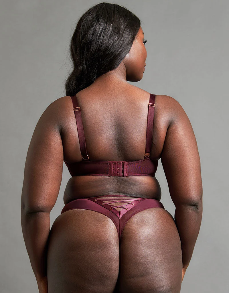 Scantilly Laced Up High Waist Thong Merlot