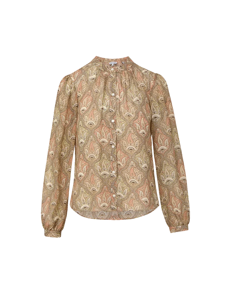 Ashlynn Silk Blouse Stone Khaki