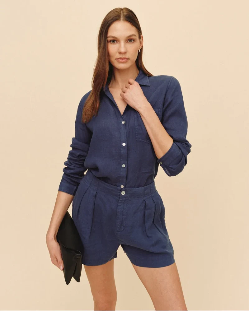 Double Pleat Short Midnight Surf
