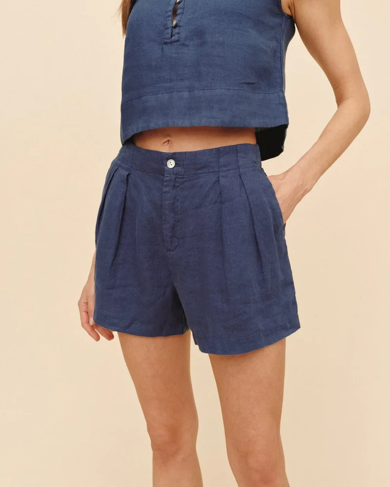 Double Pleat Short Midnight Surf