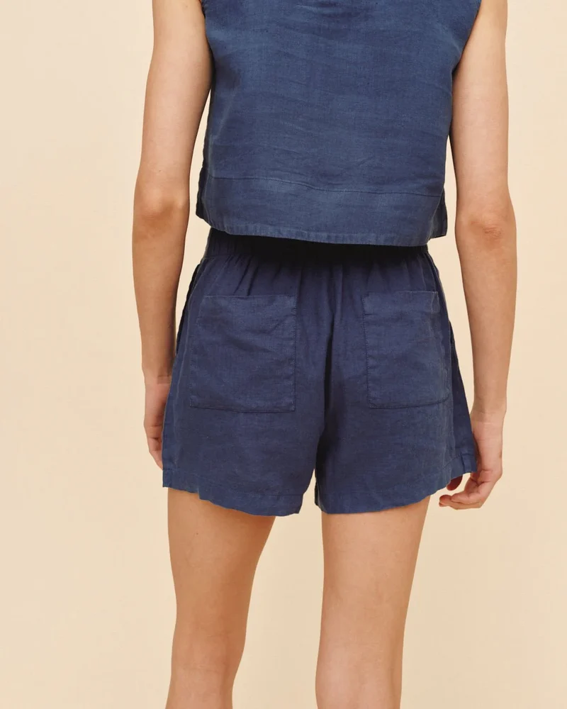 Double Pleat Short Midnight Surf