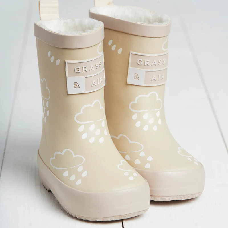 Grass & Air gummistøvler med fleece og farveskift - Beige