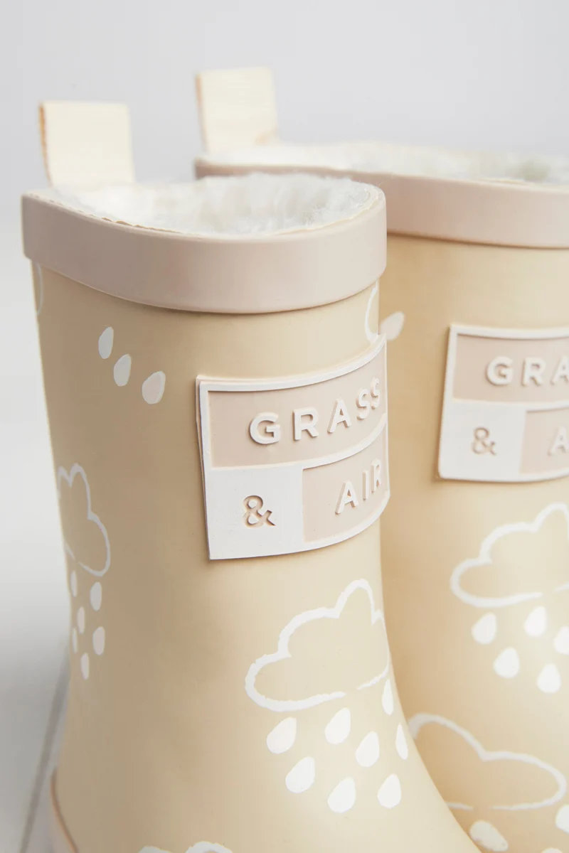 Grass & Air gummistøvler med fleece og farveskift - Beige