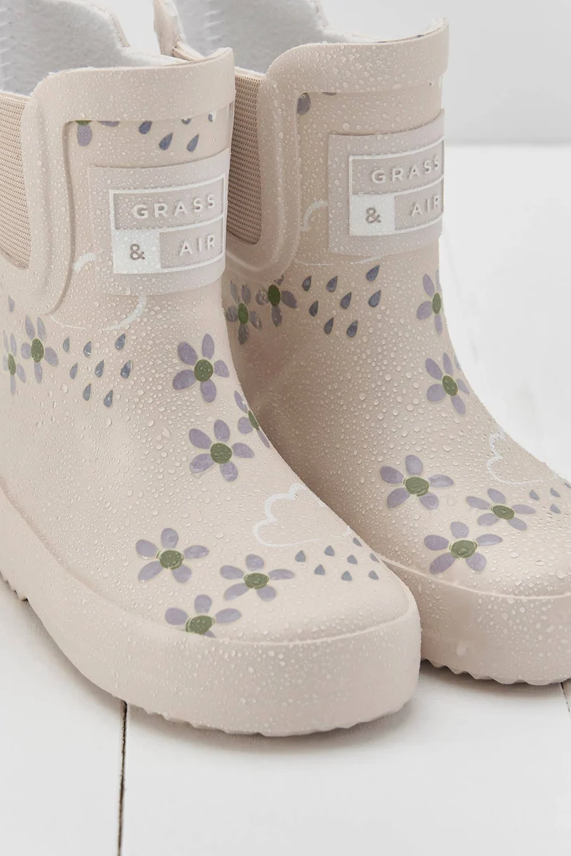 Grass & Air Gummistøvler til Børn Pampas Cream Korte Med Blomster Og Farveskift