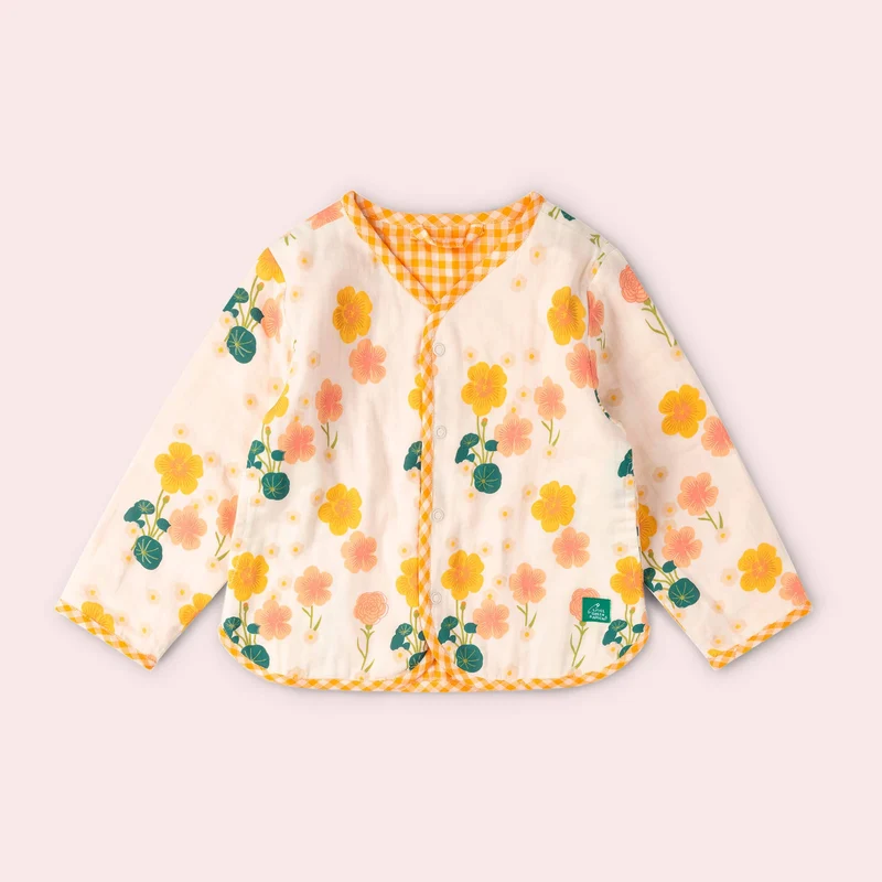 Little Green Radicals Forårsjakke - Børn - Vendbar - Creme Blomster