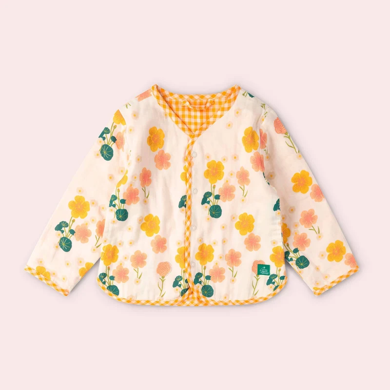 Little Green Radicals Forårsjakke - Børn - Vendbar - Creme Blomster