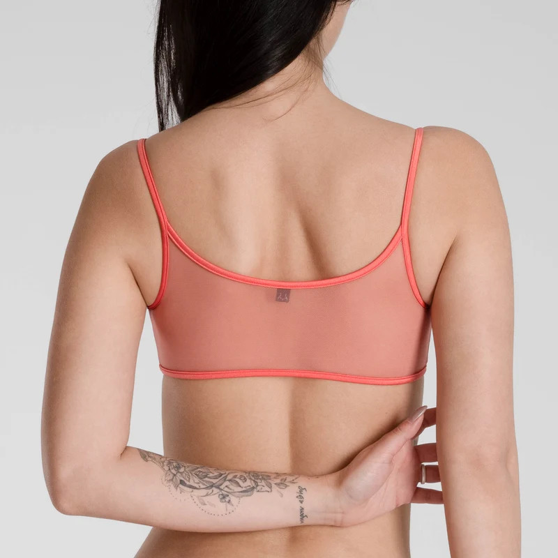 Transparent Coral - Mesh Bralette
