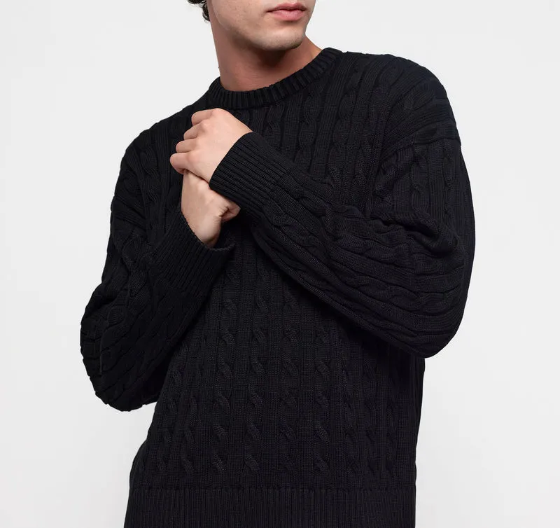 True Knit Boxy Fit Cable Sweater