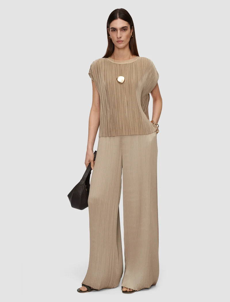 Amber Pleated Satin Trousers Powder