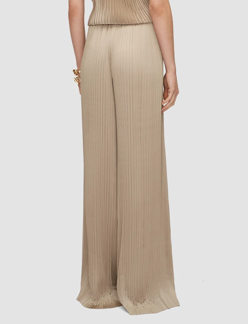 Amber Pleated Satin Trousers Powder