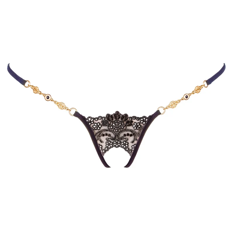 Black Sensation - G-String Ouvert mit Schmuck