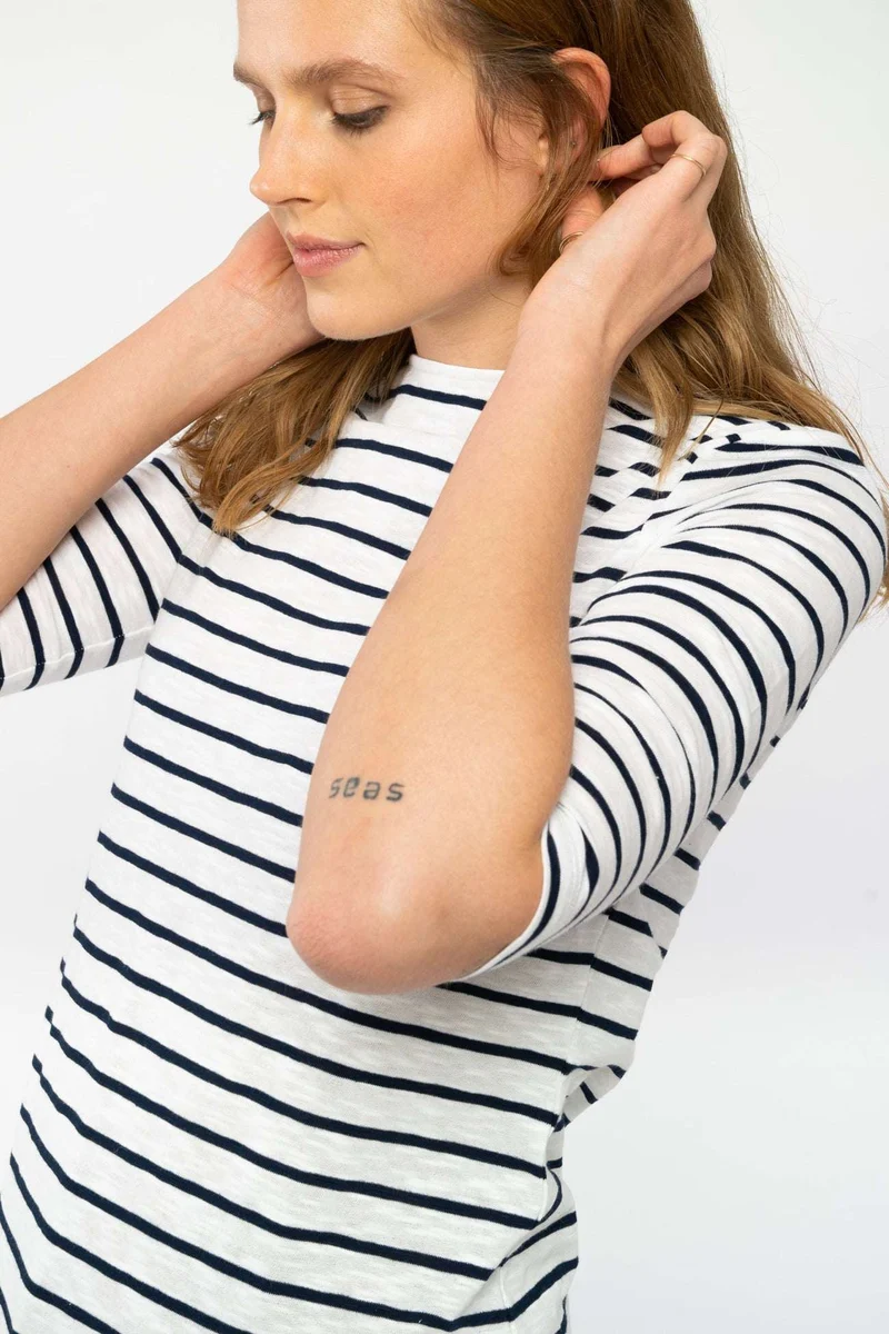 Gestreiftes T-Shirt mit 3/4 Ärmeln aus Bio Baumwolle