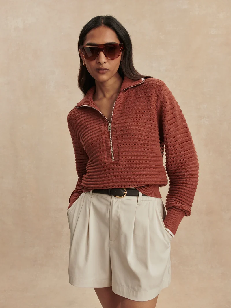 Morwenna Half Zip Knit Maple