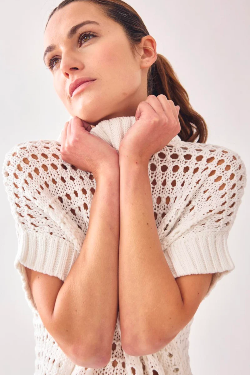 White Cotton Loose Knit C012RL