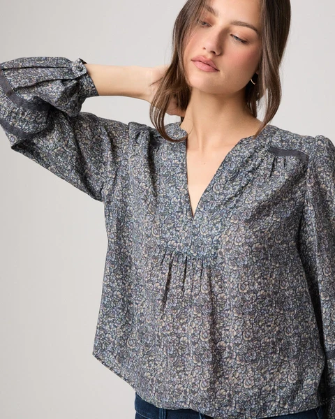 Calgary Blouse Navy Multi