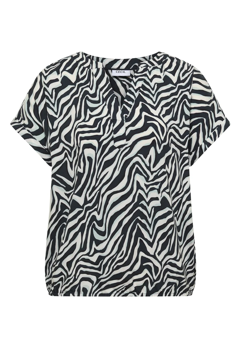 Bluse mit Split Neck und Zebra-Print