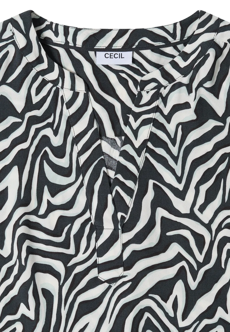 Bluse mit Split Neck und Zebra-Print