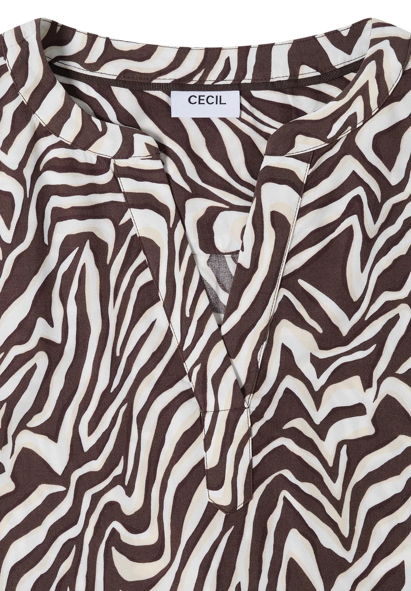 Bluse mit Split Neck und Zebra-Print